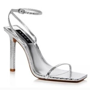 Aqua Metallic Silver High Heel Sandals